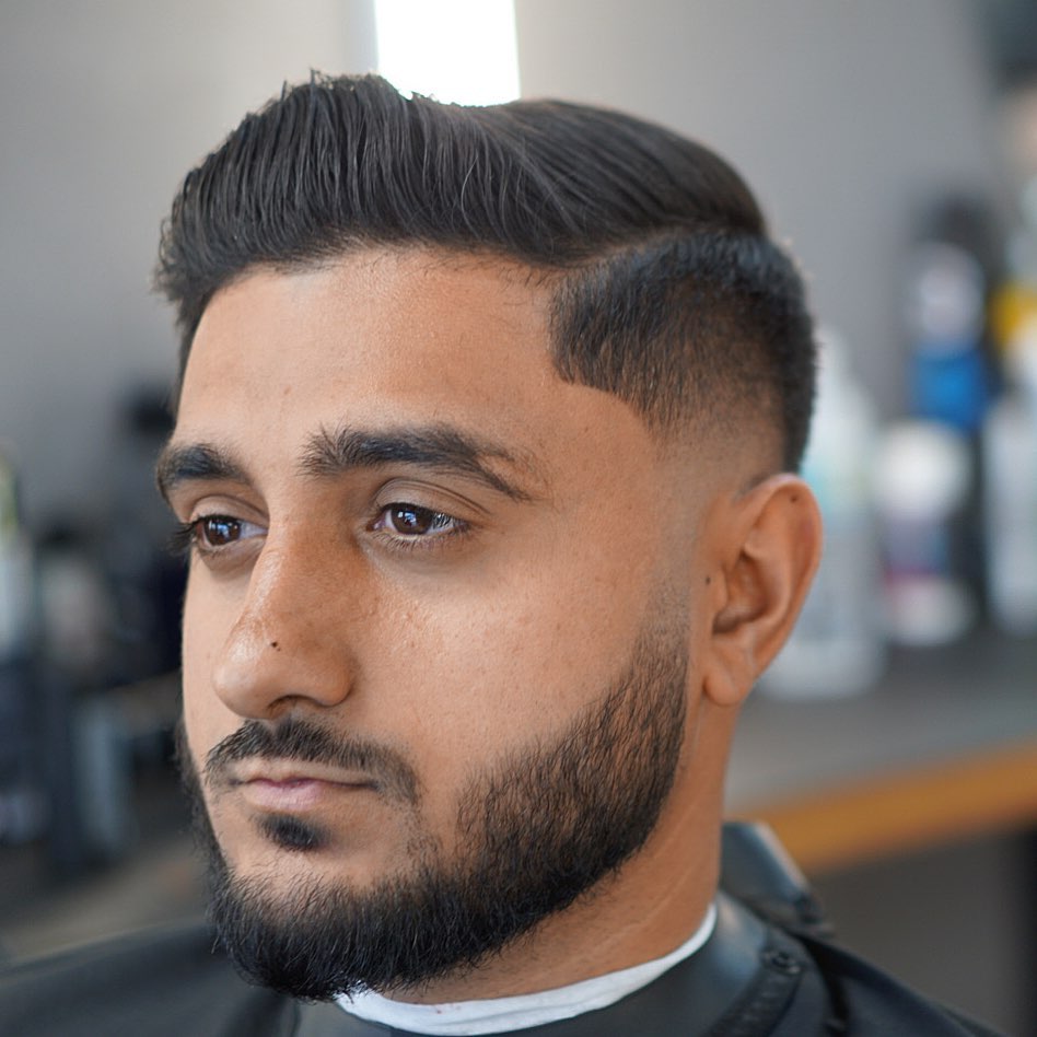 Comb-over with hard part fade – Blending Inc